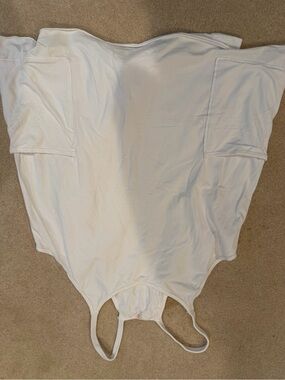 Free People White Oversized Romper Playsuit Pockets Boho